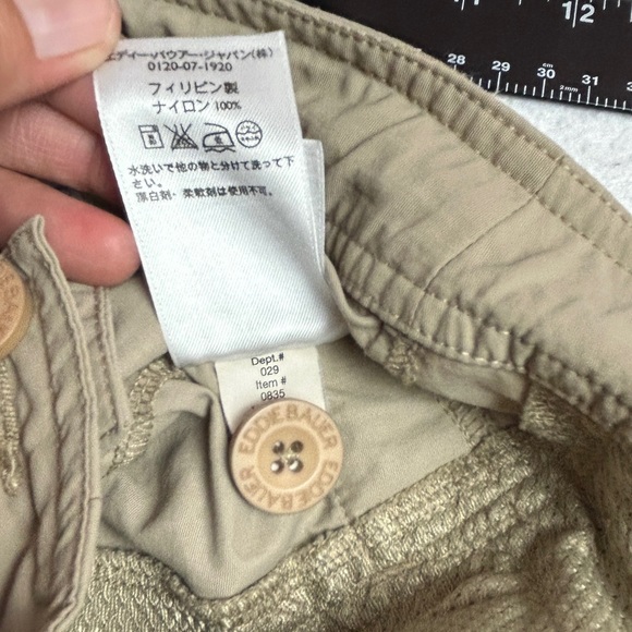 505 - Eddie Bauer Men’s Khaki Tan Pants side 34 x 32, Belt Included - Picture 9 of 15